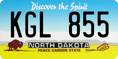 ND license plate KGL855