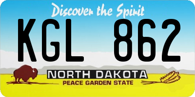 ND license plate KGL862