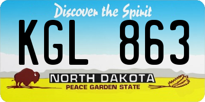 ND license plate KGL863