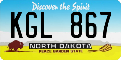 ND license plate KGL867