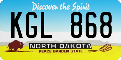 ND license plate KGL868