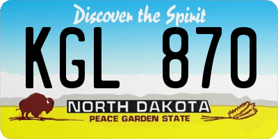 ND license plate KGL870