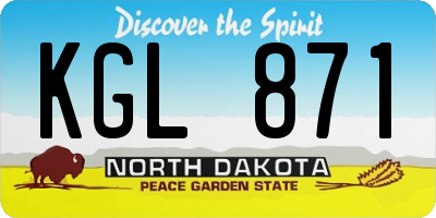 ND license plate KGL871