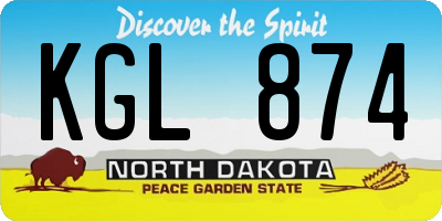 ND license plate KGL874