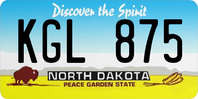ND license plate KGL875