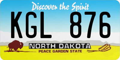 ND license plate KGL876