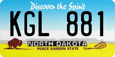ND license plate KGL881