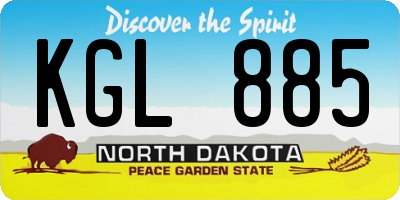 ND license plate KGL885