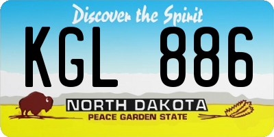 ND license plate KGL886