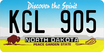 ND license plate KGL905