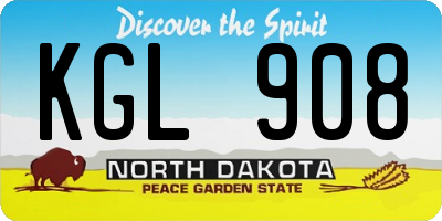 ND license plate KGL908