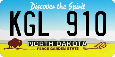 ND license plate KGL910
