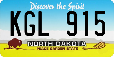 ND license plate KGL915
