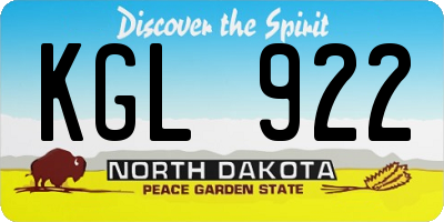 ND license plate KGL922