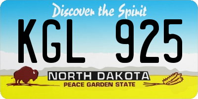 ND license plate KGL925