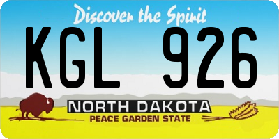 ND license plate KGL926