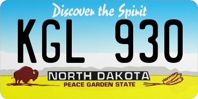 ND license plate KGL930
