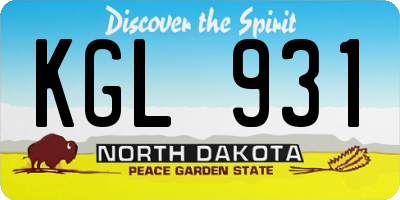 ND license plate KGL931