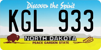 ND license plate KGL933