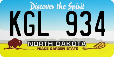 ND license plate KGL934