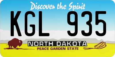 ND license plate KGL935