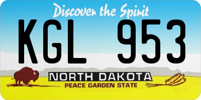 ND license plate KGL953
