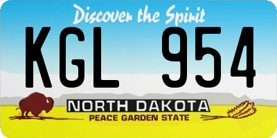 ND license plate KGL954