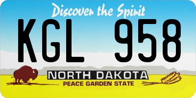 ND license plate KGL958