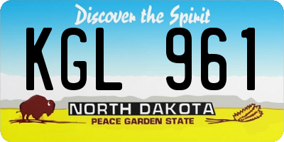 ND license plate KGL961