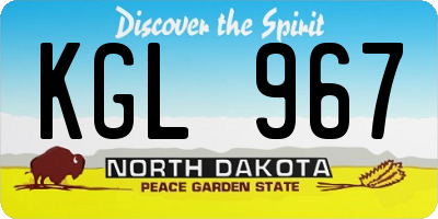 ND license plate KGL967