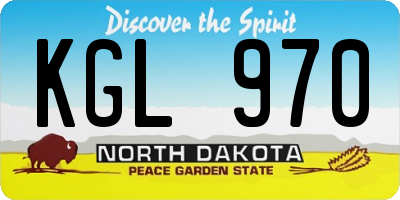 ND license plate KGL970