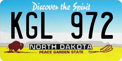ND license plate KGL972