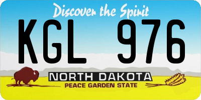 ND license plate KGL976
