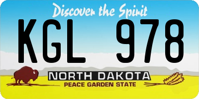 ND license plate KGL978