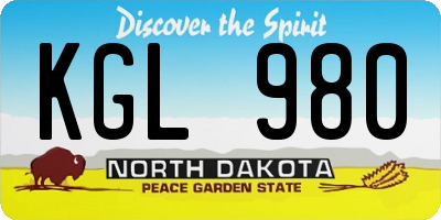 ND license plate KGL980