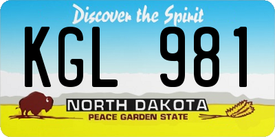 ND license plate KGL981