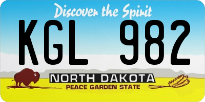 ND license plate KGL982