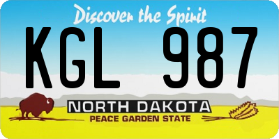 ND license plate KGL987