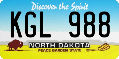 ND license plate KGL988