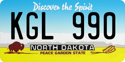 ND license plate KGL990