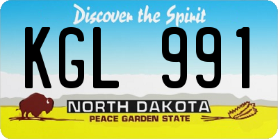 ND license plate KGL991