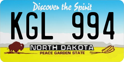 ND license plate KGL994