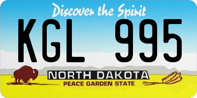 ND license plate KGL995