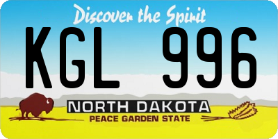 ND license plate KGL996