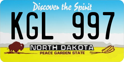 ND license plate KGL997