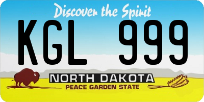 ND license plate KGL999