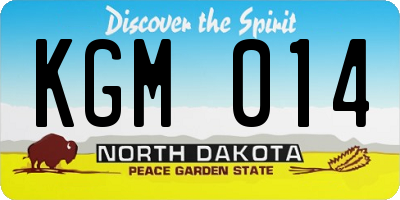ND license plate KGM014