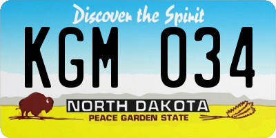 ND license plate KGM034