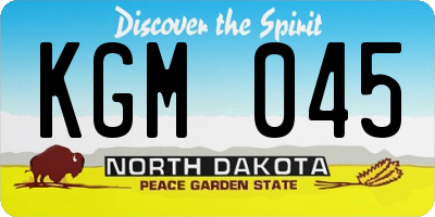 ND license plate KGM045