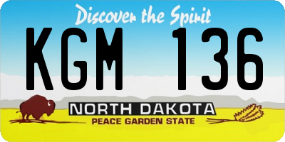 ND license plate KGM136